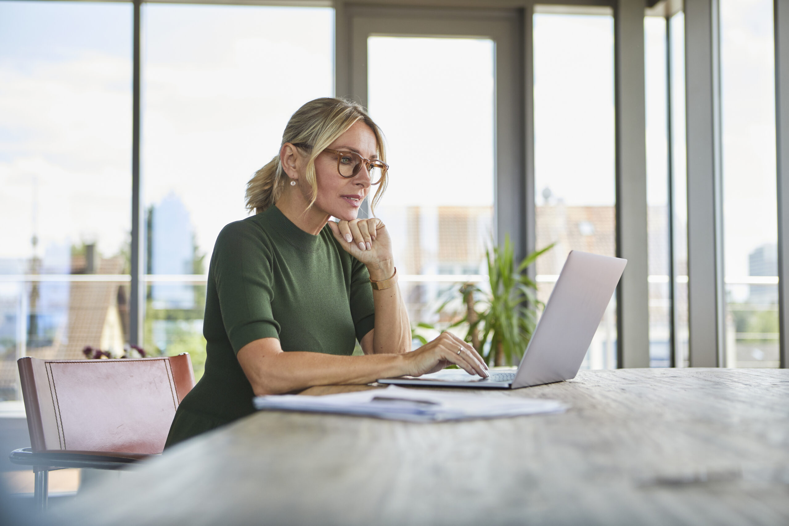 Woman using computer